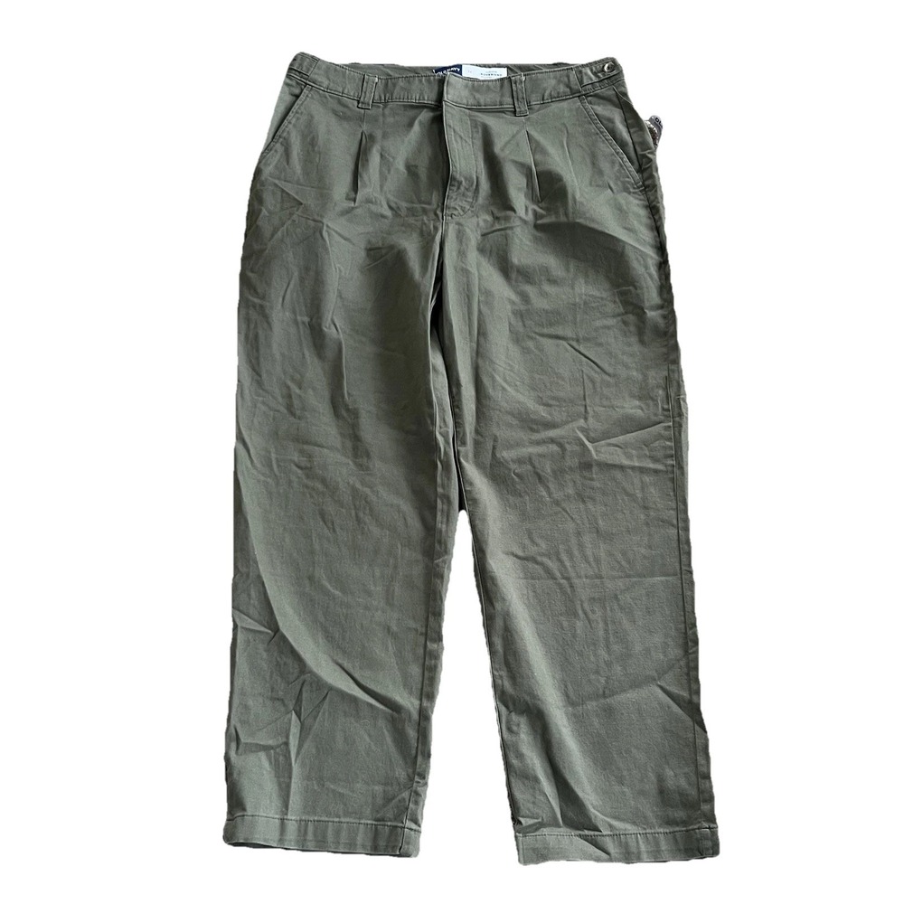 NWT Old Navy High Rise Boyfriend Chino Pants‎ Womens 14 Olive Green Adjustable